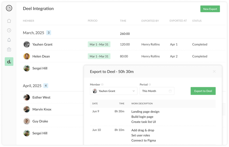 Deel time tracking integration