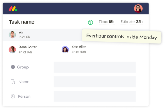 Monday Everhour native controls