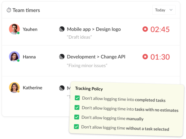 Linear Everhour team timers