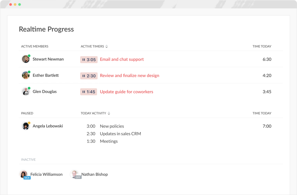 2. Live Work Tracking