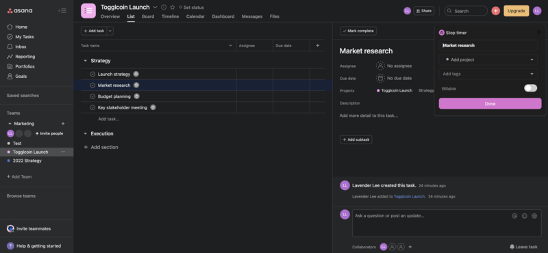 toggl asana integration