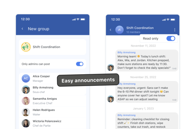 Broadcast message feature in Shifts