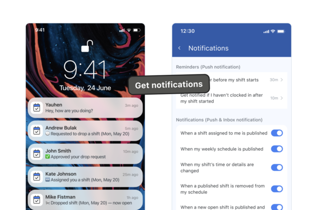 Instant message notifications in Shifts