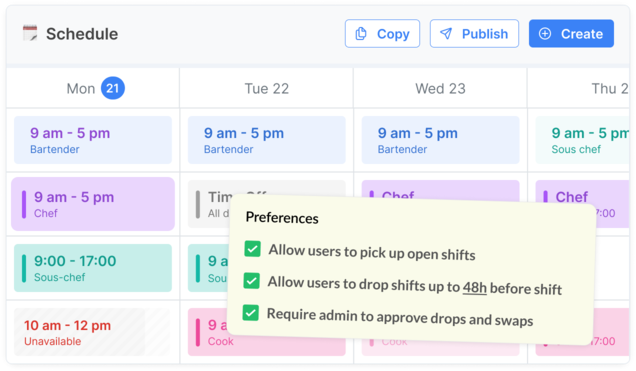 Set employee shift preferences for fair scheduling