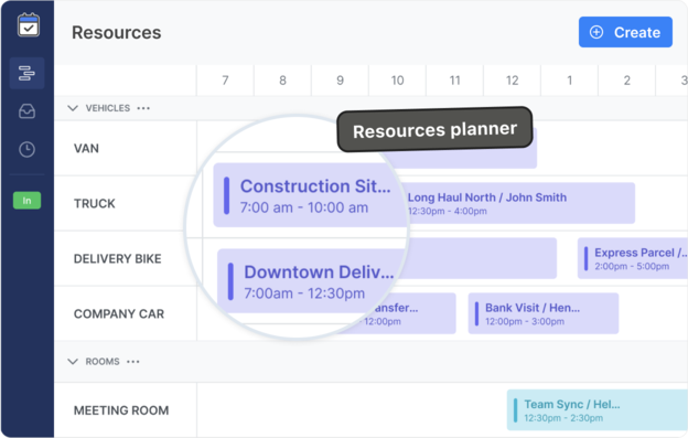 Schedule resources like rooms, vehicles and equipment alongside employee shifts