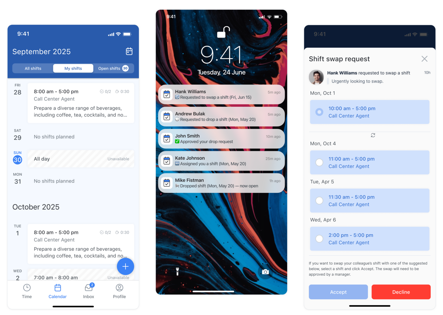 Call Center Scheduling Software Mobile App